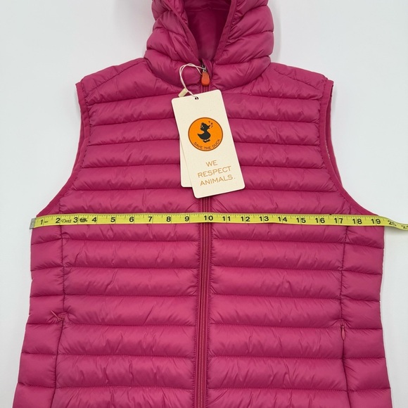 NWT SAVE THE DUCK Dia Giga 18 Fuchsia Lightweight Puffer Vest with Hood 2/M - Picture 12 of 16